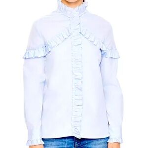 Sandro Light Blue Ruffle Blouse